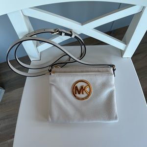 Michael Kors White Leather Cross Body Bag